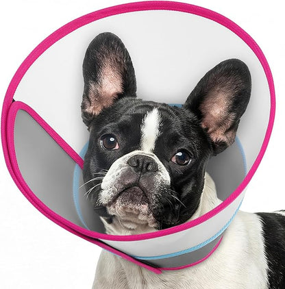 Queenmore Soft Dog Cone Collar for Dogs and Cats After Surgery, Flexible Plastic Cone for Dogs, Dog Recovery Collar, Elizabeth E-Collar Pet Head Cones for Neutering Spay Injury, Rose Red Medium