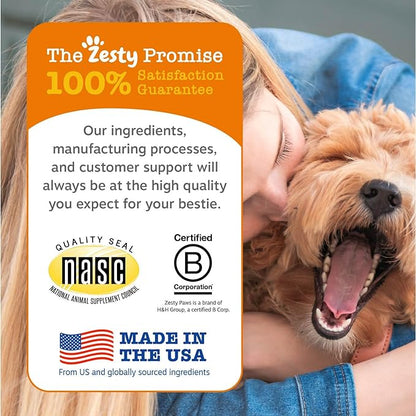 Zesty Paws Salmon Oil for Dogs Skin and Coat, Omega 3 Fish Oil Chews, Dog Allergy Relief Chews, Itch Relief Supplement, 90 Count, Salmon Flavor