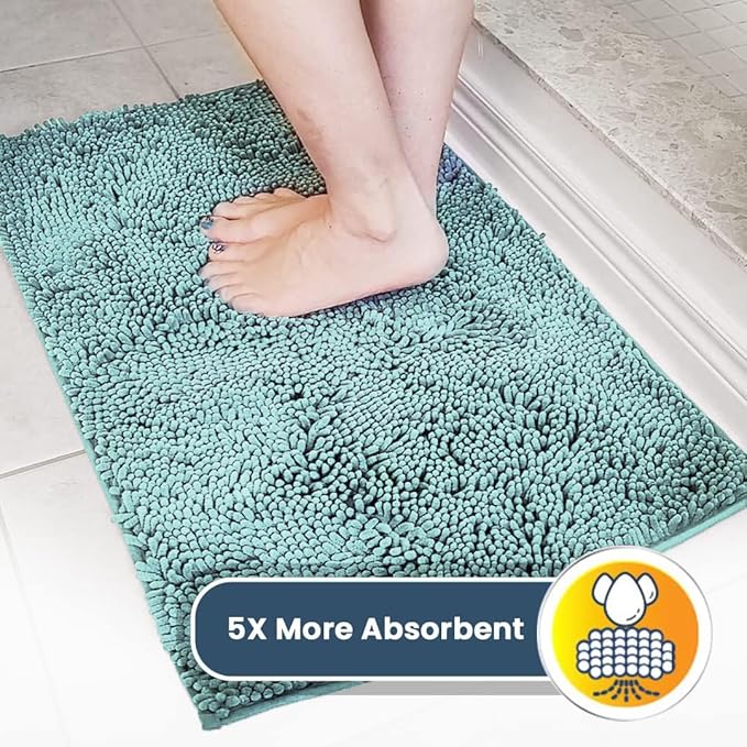 Muddy Mat® | Super Absorbent Door Mat Indoor, Microfiber Quick Dry Chenille Entryway Rug, Non-Slip Front Door Mat, Indoor Mats for Entryway, Machine Washable Pet Rug, Seafoam Green 48"x60"