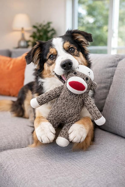 Sock Monkey Dog Toy | Squeaky Monkey Toy | Plush Monkeys Dogs Toys | Interactive Squeaky Monkeys | Small/Medium Breed Dogs Toys | Multicolor | 6"