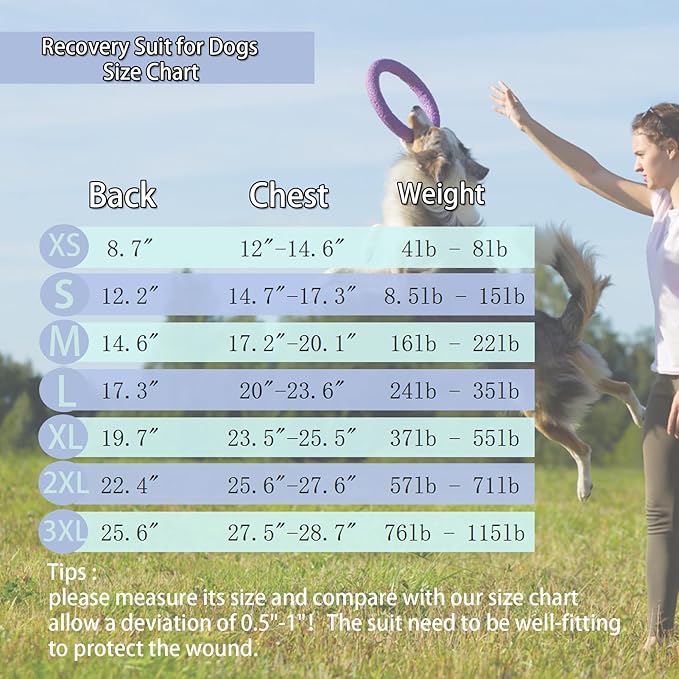 Dog Surgical Recovery Suit, After Spay Abdominal Wounds Post Surgical Suit for Dogs Female Male Dog Onesies, Anti Licking Breathable Dog Shirt for Small Large Dogs, Dog Surgery Collar Alternatives