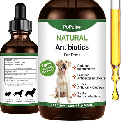 Antibiotics for Dogs | Natura Antibiotics for Dogs | Dietary Supplement Pet Antibiotic | Dog Vitamins and Supplements | Dog Antibiotic | 2 Oz