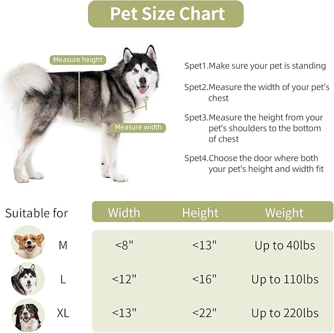 FreeStanding Doggy Door for Wall, Doggie Door with Aluminum Frame, Telescoping Tunnel, Magnetic Flap Design and Two Sliding Lock Panels,Medium,Gray.