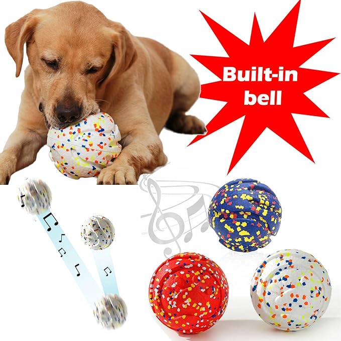 CAISHOW Dog Ball Squeak Toys (Bell Ball 5.12in White A)