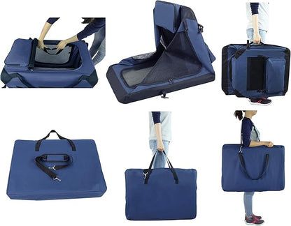 EliteField 3-Door Folding Soft Dog Crate with Carrying Bag and Fleece Bed (2 Year Warranty), Indoor & Outdoor Pet Home (36" L x 24" W x 28" H, Navy Blue)