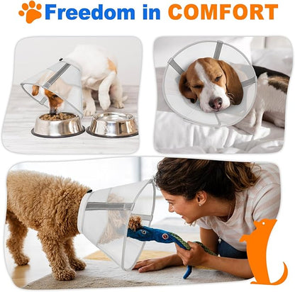 Breathable Mesh Dog Cone Collar with Soft Liner for Surgery, Elizabethan Recovery Alternative to Stop Licking,Pet Neck Collar for Large Medium Small Breeds(White,3)