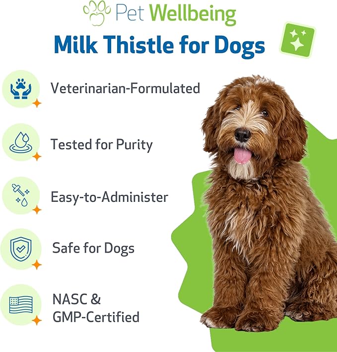 Pet Wellbeing Milk Thistle for Dogs - Organic Milk Thistle, Supports Healthy Liver Function & Detoxification - NASC Certified & Vet-Formulated - 4 oz Liquid