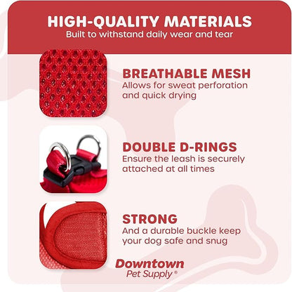 Downtown Pet Supply Step-in Dog Harness – No Pull, Adjustable Padded Mesh with Reflective Trim, Secure Buckle Strap – Comfortable & Breathable Small Dog Harness, XX-Large, Red