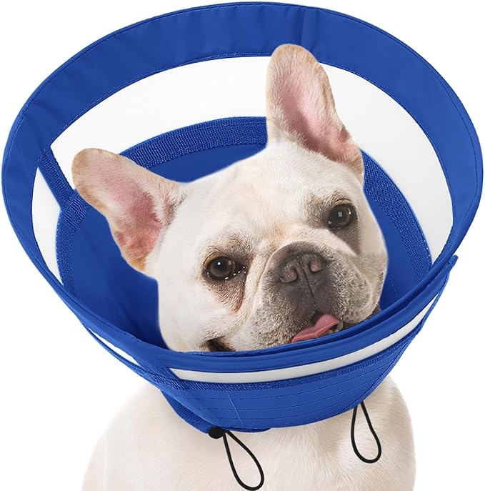 SAWMONG Soft Cone for Dogs – Medium Dog Recovery Collar, Adjustable E-Collar to Stop Licking After Surgery (M, Blue)