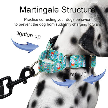 Easter Martingale Collar for Dogs with Buckle Bunny Dog Collar Adjustable Soft Nylon Girl Dog Collars for Small Dogs, Green Rabbit