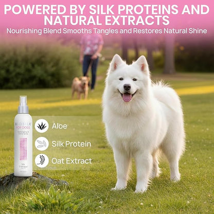 BioSilk for Dogs Detangling Spray with Shine Support, Lightweight Leave in Grooming Mist That Helps Smooth Coats, Detangle, and Add Shine Without Buildup, 8 Fl Oz - 6 Pack