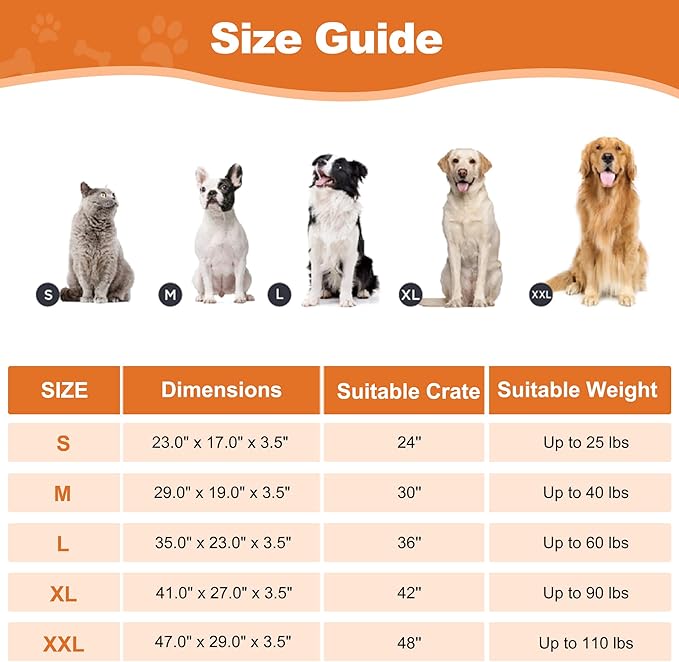 POCBLUE Deluxe Washable Dog Bed for Large Dogs Dog Crate Mat 35 Inch Comfy Fluffy Kennel Pad Anti-Slip for Dogs Up to 60 lbs, 35" x 23", Grey