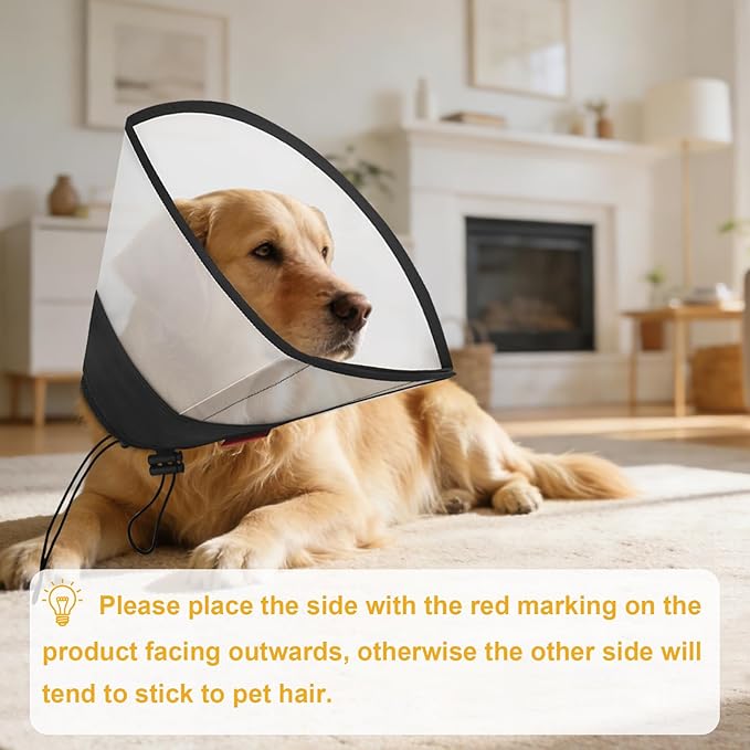 Plastic Dog Recovery Cone Collar, Soft Comfortable Breathable Post-Surgery Pet Cone, Escape-Proof & Easy Clean, Prevents Licking Wounds, Waterproof & Adjustable XL (Neck 17.3"-21.2")