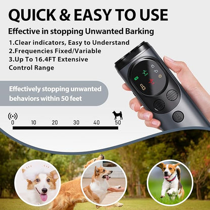 Mtmult Ultrasonic Dog Bark Deterrent - Dog Bark Deterrent Devices, Barking Deterrent Devices, Bark No More Training Aid, LED Flashlight & HD Display (Anti Barking - Grey P10)