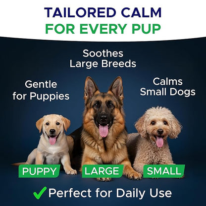 Advanced Calming Chews for Dogs - Hemp Treat + Melatonin + Valerian - Relaxing Bites - Calming Care - Anti-Anxiety & Stress Relief - Made in USA - Calm, Sleep Aid, Storms - 120Ct