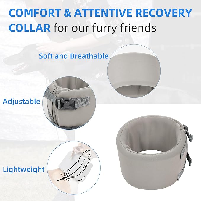 Dog Neck Brace for Pet After Surgery Recovery Adjustable Breathable Neck Cervical Cone，Dog Cone Collar Recovery Head Cone for Small Medium Dogs Puppies Kittens with Spinal IVDD Lssues (Gray,XS)