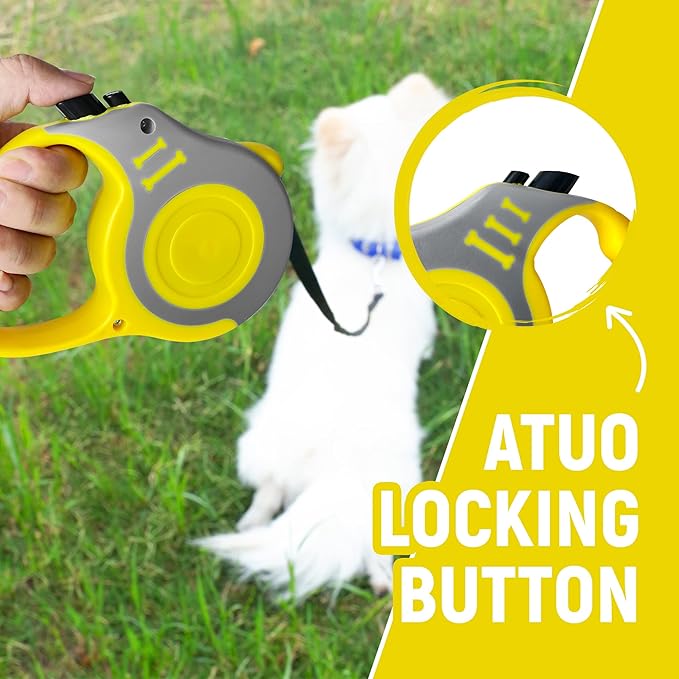 Retractable Dog Leash Automatic Telescopic Tractor Dog Tape, Pet Tape 10/16 FT Durable and Convenient, with Folding Bowl, Dispenser, Rubbish Bags, Suitable for Small and Medium Dogs