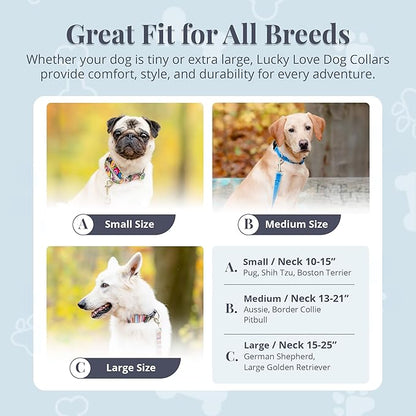 Lucky Love Dog Martingale Dog Collar - Adjustable, No-Slip, Durable, & Soft Webbing Collar for Male and Female Dogs Ideal for Training & Walking - Penny, Small