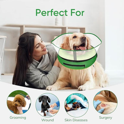Supet Raised Inflatable Dog Cone After Surgery - Adjustable Recovery Donut Collar with Removable Shield to Stop Licking Wounds & Protect Stitches - Soft Dog Cone Alternative for Large Dogs (Kiwi,XXL)