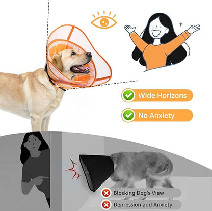 SCENEREAL Dog Cone for Dogs After Surgery, Adjustable Cone Collar Alternative to Stop Licking for Wound Care, Spay, Neuter, Soft Recovery Cone E-Collar Neck Collar for M L Size Dogs, Orange M