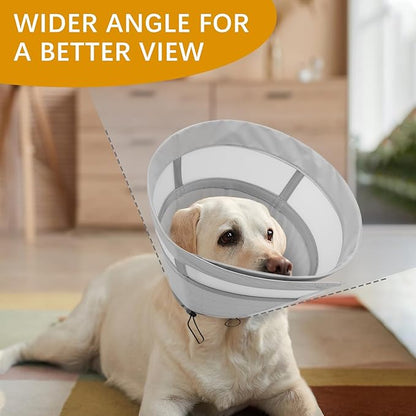 ASENKU Dog Cone Collar, Soft Adjustable Cone for Dogs to Stop Licking, Lightweight Recovery Dog Cone After Surgery, Pet E-Collar for Small, Medium & Large Dogs(Grey, M)