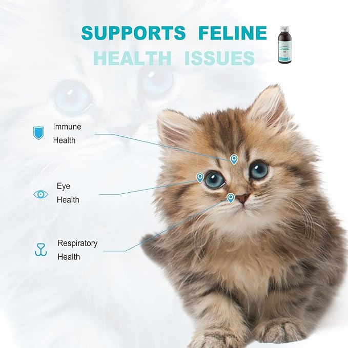 MARIMER Cat Immune Support Liquid Supplement – L-Lysine & Astragalus – Enhances Immunity and Relieves Feline Herpes Symptoms – Nutritional 3.38oz (100ml) for Cats of All Ages