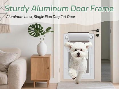 Heavy-Duty Weatherproof Dog Door for Wall and Door, Secure Double Flap Design with Aluminum Lock, for Indoor/Outdoor Use, Fits Pets Up to 40 lbs