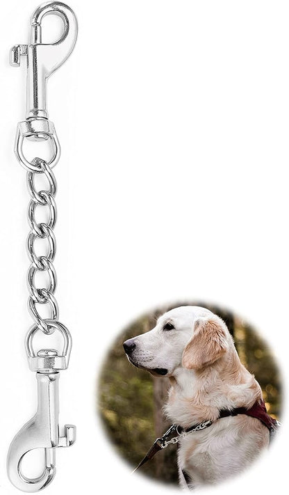 MOZETO Dog Collar Safety Clip, Stainless Steel Heavy Backup for Prong Collar, Dog Harness Collar Leash Connector (9 inches)