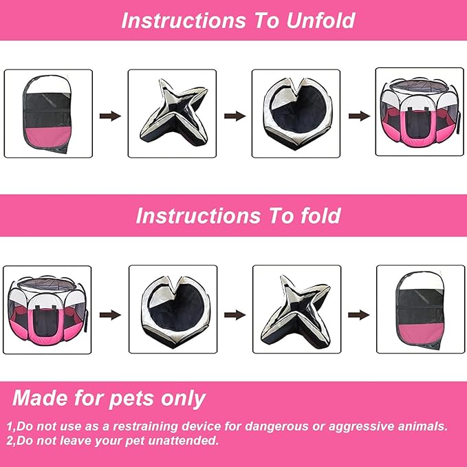 Portable Pet Puppy Dog Cat Playpen, 8-Panel Indoor/Outdoor Puppy Pen with Shade Cover & Travel Bag - Waterproof Dog Cat Tent
