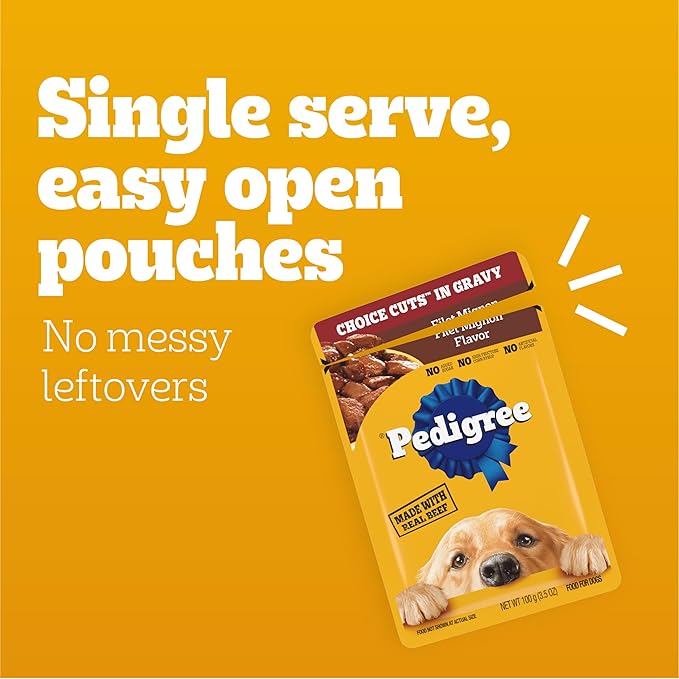 Pedigree Choice Cuts in Gravy Wet Dog Food, Adult Soft Wet Dog Food, Variety Pack, 3.5 oz. Pouches, 18 Count