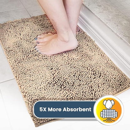 Muddy Mat® | Super Absorbent Door Mat Indoor, Microfiber Quick Dry Chenille Entryway Rug, Non-Slip Front Door Mat, Indoor Mats for Entryway, Machine Washable Pet Rug, Beige 5ft x 7ft