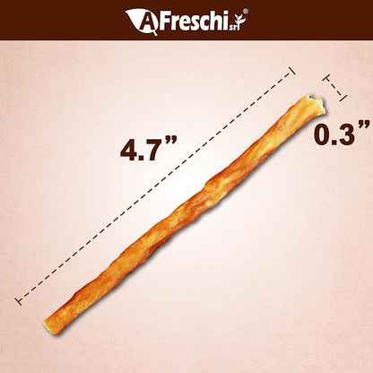 A Freschi srl Turkey Tendons for Dogs, USA-Sourced, Healthy Dog Treats, Rawhide-Free Puppy Chews, All Natural, Hypoallergenic Dog Treats, Thin Sticks, 3.5 oz Pack