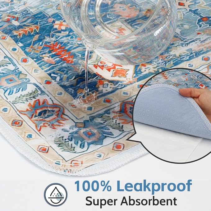 Washable Pee Pads for Dogs 2 Pack Reusable Puppy Training Pads 72"x72" Super Absorbent Waterproof Dog Training Pads, Non-Slip Potty Pads Whelping Pads Litter Mat Pet Supplies - Blue/Mix