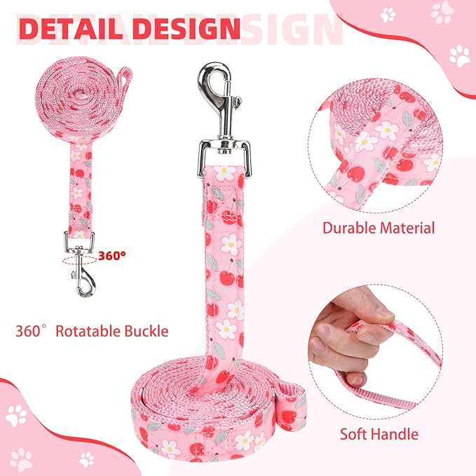 KOOLTAIL Dog Harness for Small Medium Dogs,Dog Harness and Leash Set, Step in No Pull Soft Mesh Padded Adjustable and Reflective Pet Vest Harness Puppy, Plaid Extra Harness for XS S Dogs,Pink Cherry,M