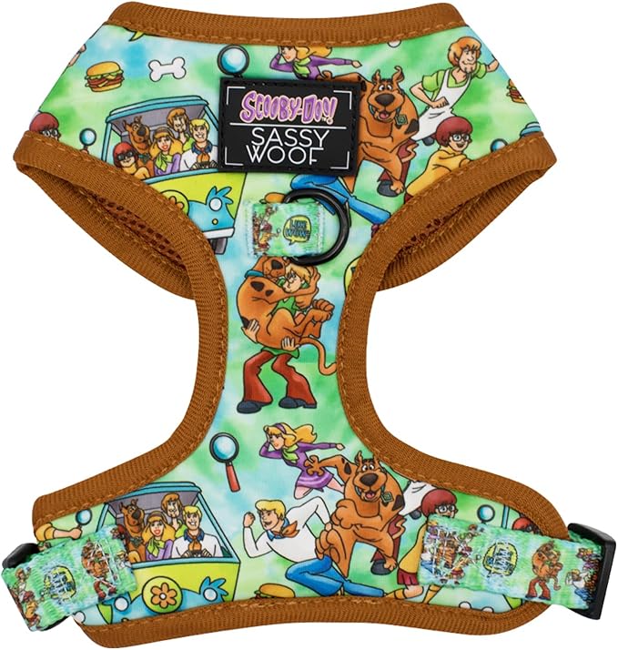 Sassy Woof Dog Adjustable Harness - Scooby-Doo™ - XL, Breathable Mesh, No Pull Design with Two D-Rings, Patented Design, Perfect for Extra Large Dogs - Officially Licensed