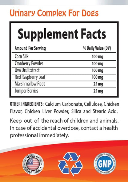 Natural Dog UTI - Dog Urinary Health Formula - Helps with Incontinence and Bladder Issues - Immune Boost - Dog Cranberry Supplement - 2 Bottles (180 Treats)