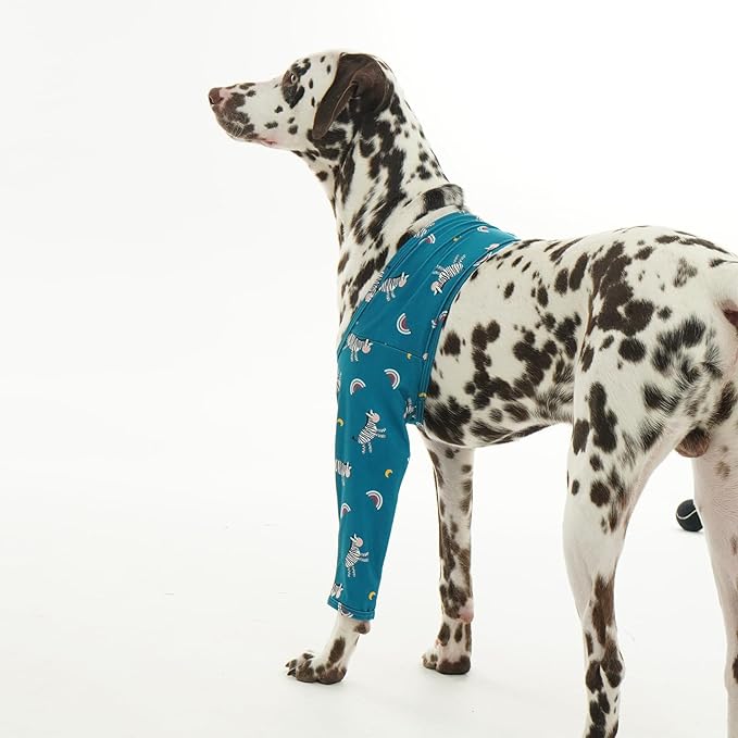 ROZKITCH Leg Sleeve for Dogs for Front Right Left Leg, Pet Prevent Licking Wound Elbow Protector, Dog Recovery Suit Cone Collar Alternative for Sprain ACL CCL Arthritis Joint Care Zebra M