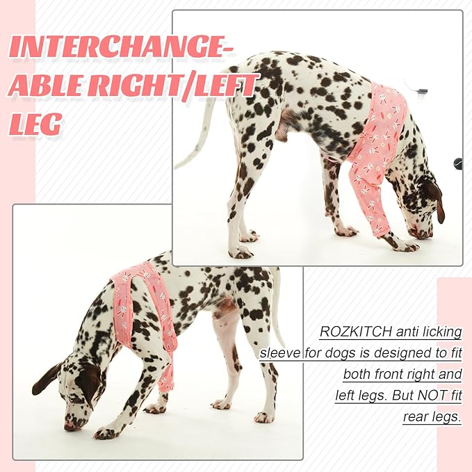 ROZKITCH Dog Sleeves for Wounds Front Legs Right Left Leg, Pet Prevent Licking Wound Elbow Knee Protector, Dog Recovery Suit Cone Collar Alternative for Sprain ACL CCL Arthritis Joint Care Rabbit S