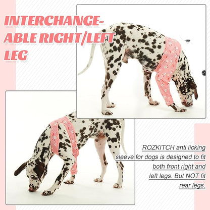 ROZKITCH Dog Sleeves for Wounds Front Legs Right Left Leg, Pet Prevent Licking Wound Elbow Knee Protector, Dog Recovery Suit Cone Collar Alternative for Sprain ACL CCL Arthritis Joint Care Rabbit S
