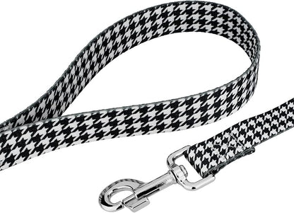 Country Brook Petz - Houndstooth Everyday Dog Collar and Leash - Sports and Athletics Collection Featuring Spirited Designs (1 Inch, Medium)