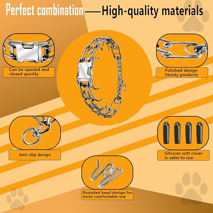 Quick Release Dog Collar, Metal Leash Collar for Small Dogs, Medium Dogs, Large Dogs (S (14-17" Neck))