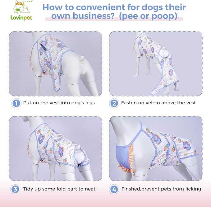 LovinPet Dog Recovery Suit for Large Medium Dogs - Dog's Bodysuit Wound Protective Surgical for Abdominal Wounds After Surgery Anti-Licking Dog Onesies,Elephant,Yellow,M