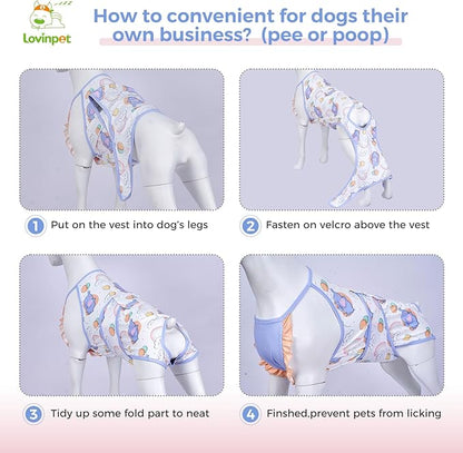 LovinPet Dog Recovery Suit for Large Medium Dogs - Dog's Bodysuit Wound Protective Surgical for Abdominal Wounds After Surgery Anti-Licking Dog Onesies,Elephant,Yellow,XXL