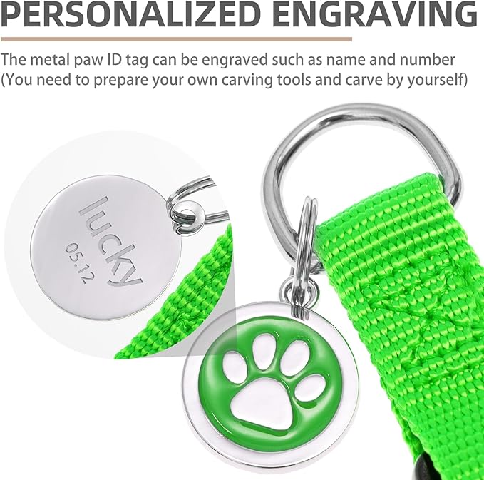 PUPTECK No Pull Dog Harness Soft Adjustable Basic Nylon Step in Puppy Vest Outdoor Walking with ID Tag, Green, L