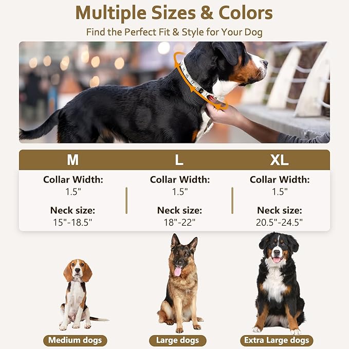 KCUCOP Heavy Duty Tactical Dog Collar and Leash Set, Military Training Nylon Reflective Collar with Handle Metal Buckle for Medium Large Dogs,Brown, XL (1 Patch Included)