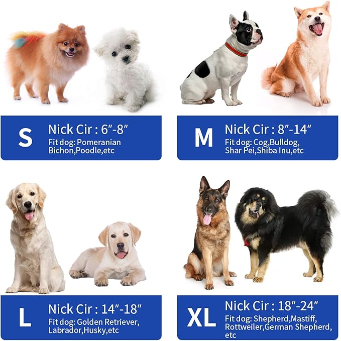 MCHY Inflatable Dog Cone,Adjustable Recovery Collar for Dogs After Surgery,Prevent from Biting & Scratching,Not Block Vision (Blue, L-Neck 15''- 20'')