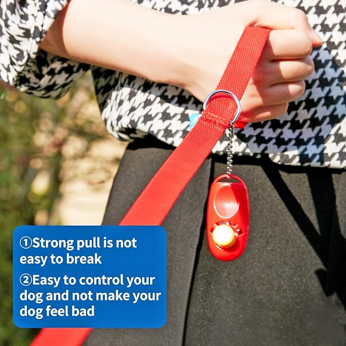 BAAPET 15/20/30/50/100 ft Long Dog Training Leash with Clickers for Small, Medium and Large Dogs or Cats (100 Feet, Red)
