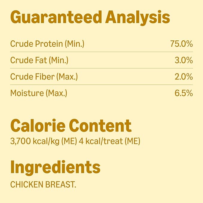 Amazon Basics Dog Treats Freeze Dried Raw Single Ingredient Chicken Breast, High Protein, Healthy Training Treats or Meal Topper for All Dogs, Grain-Free, 3 Oz (Previously Wag) (Pack of 2)