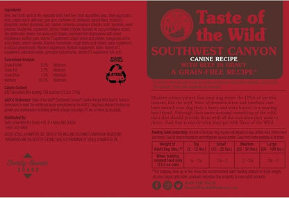 Taste of the Wild Southwest Canyon Canine Recipe with Beef in Gravy Canned Dog Food, 13.2-oz, Case of 12