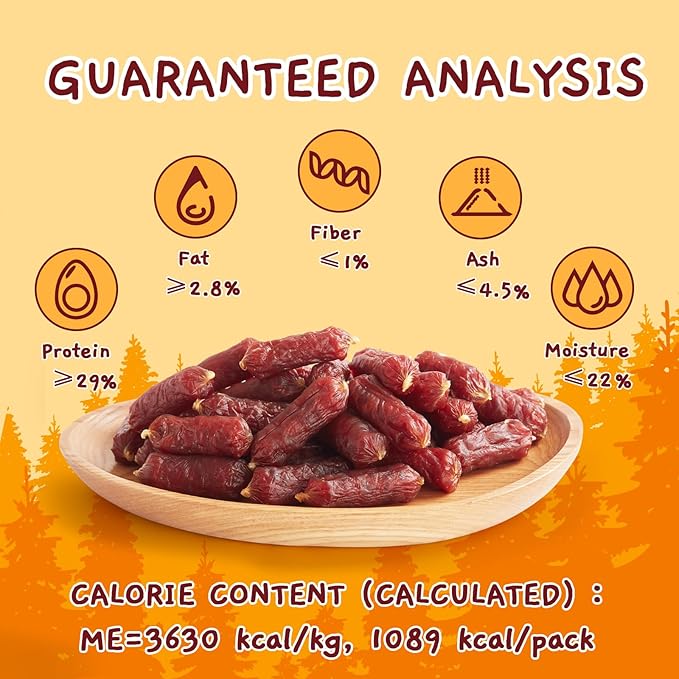 Jungle Calling Soft Beef Sausage Dog Treats, Grain-Free High Protein Tender Beef Jerky, Easy to Chew Training Treats for Small & Medium Dogs, 10.6 oz